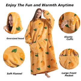 Capecage Oversized Blanket Hoodie Extra Long Womens Blanket Hoodie Long Big Blanket Hoodie Wearable Blanket Hoodie Puppy (Orange)