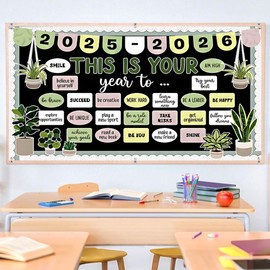 This is Your Year Bulletin Board Set - Plant Motivational Classroom Decor, Inspirational Welcome Back to School Cutouts for School, Office, Chalkboard, Wall & Door Decor Supplies
