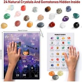 Gemstone Advent Calendar - 2024 Advent Calendar for Kids with 24 Gemstones to Open Each Day, a Complete Rock Collection Christmas Countdown Calendar