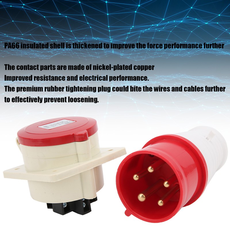 Industrial Plug Embedded Socket Set 5Pin 3Phase 380415V 32A 3P+N+E