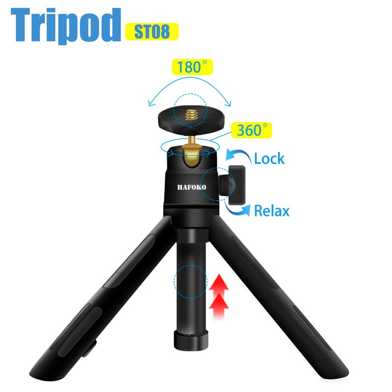 HAFOKO MT-08 Mini Camera Tripod Small Extendable Selfie Stick Smartphone