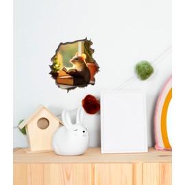 Mouse Reading Book Wall Murals Peel and Stick for Kids Room, Classroom Wall Decor - 3D Effect Wall Mural, Ideal Wall Stickers & Murals, Decorative Decal for Educational Spaces Design 27