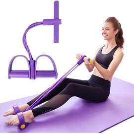 21 Fitness Resistance Bands-4 Tube Pedal Ankle Puller, 2025 New Elastic Yoga Pedal Puller Stretch Band for Exercise, AB Training Auxiliary Device Workout Equipment for Women Men (Purple)