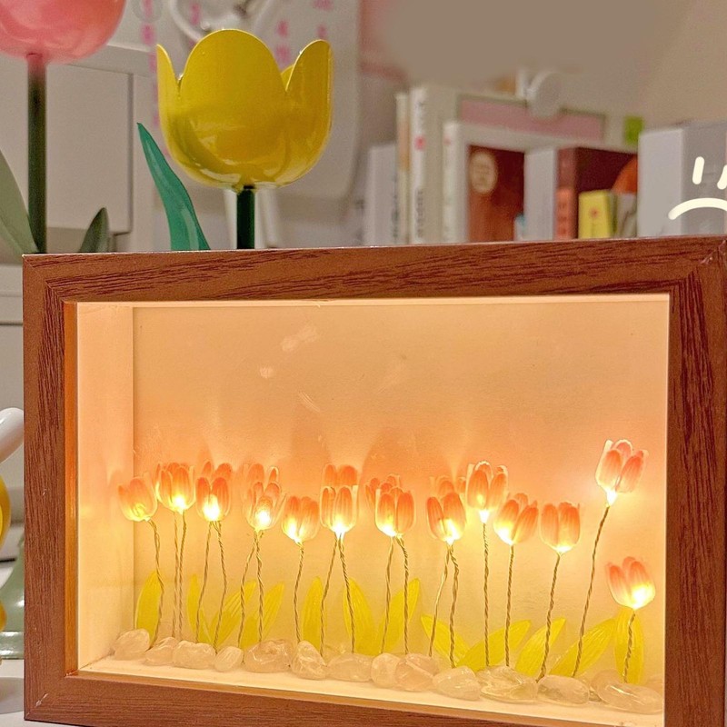 Tulip Light Photo Frame Flower Night Lamp Floral Picture Frame