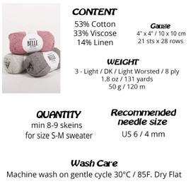 Drops Belle DK Cotton Viscose Linen Knitting Yarn 50g 130 Metres (16 Mauve)