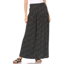 White Polka Dot Skirts for Women Ankle Length Skirt Casual Long Skirt High Waisted Maxi Skirt Reg and Plus Size Skirt Long Skirt (Size Medium, White Polka Dot)