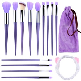 Juego de 13 brochas de maquillaje para base de maquillaje, correctores, sombras de ojos, brocha de maquillaje, con bolsa de regalo (morado)