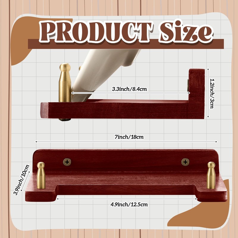 Chunful 2 Pcs Wall Plate Hanger, Acacia Wood & Brass