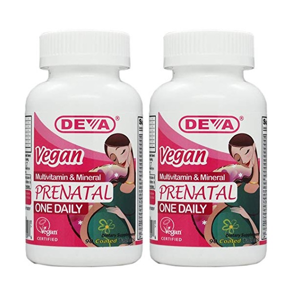 Deva Vegan Vitamins Prenatal Multivitamin & Mineral - One Daily - 90 Vegetarian Tablets - Pack of 2