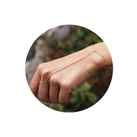 Yheakne Boho Satellite Finger Ring Bracelet Gold Ring Wrist Bracelet Hand Chain Vintage Ball Slave Bracelet Minimalist Satellite Dotted Chain Bracelet Jewelry for Women and Girls Gifts