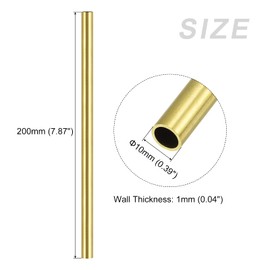 METALLIXITY Brass Pipe (10 mm OD x 1 mm Wall D x 200 mm L) Pack of 2 Straight Hoses - for Home Furniture Machines DIY Crafts