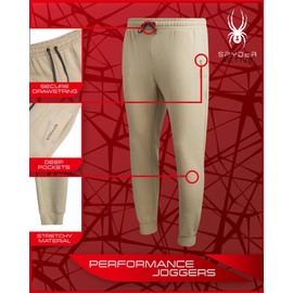 Spyder Men's Active Jogger Sweatpants - 2 Pack Performance Fleece Athletic Workout Joggers with Drawcord and Pockets (S-XXL), Size Large, Black/Cloud