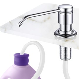 Gagal Soap Dispenser (Chrome) and Extension Tube Kit for Kitchen Sink, Complete Brass Pump with 40" Silicone Tube Connect to The Bottle Directly, Say Goodbye to Frequent Refills