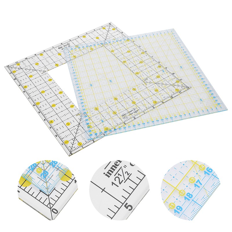2Pcs Quilting Ruler Square Acrylic DIY Cloth Patch‑Work for Measuring