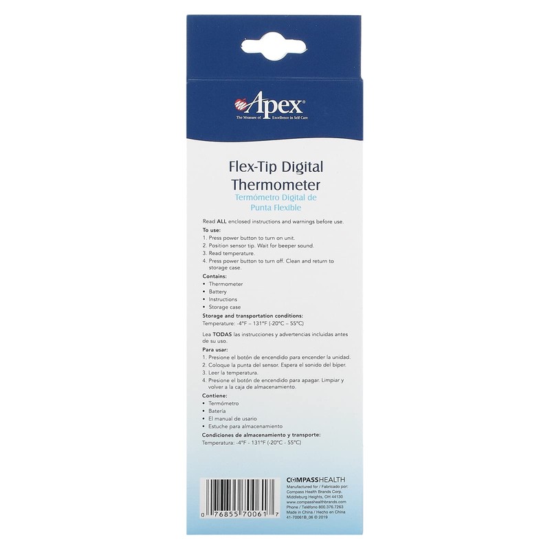 Apex Oral, Underarm or Rectal Flex Digital Thermometer