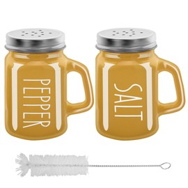 4 oz Glass Spice Bottle Salt Shakers Household Spice Bottles Salt and Pepper Shakers Kitchen Seasoning Jar Multipurpose Condiment Jar Seasoning Shaker Salt Container Pepper Jar 2pcs (Yellow)