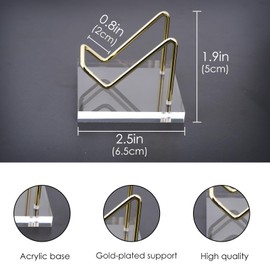 DODAMOUR Business Card Display Holder, 2 Pcs Acrylic Base Display Table, Metal Business Card Stand for Business Name Card Rack Organizer for Office (Gold)