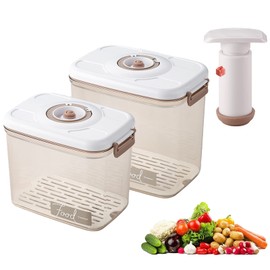 AYYOYYOY Vacuum Seal Containers - Marinade and Keep Food Fresh with Time Dial, BPA Free, Drainer, Microwave Friendly - 2 Piece Set (11.5Cups+19.5Cups)