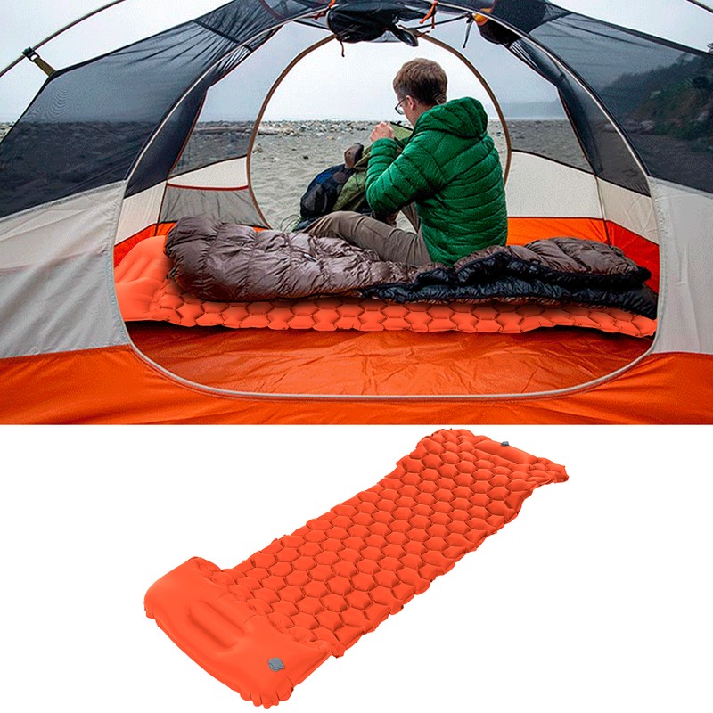 Camping Sleeping Pad Mat Foot Press Inflatable Cushion Mattress for