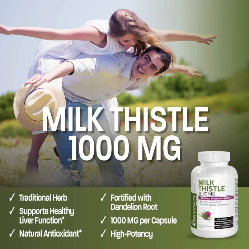 Milk Thistle 1000 Mg Bronson 120 Capsulas Sabor Neutro