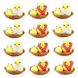 12 Pcs Mini Easter Chicken Yellow Easter Chick Decoration Toy Home Garden Decor Party Favors and Gifts for Kids