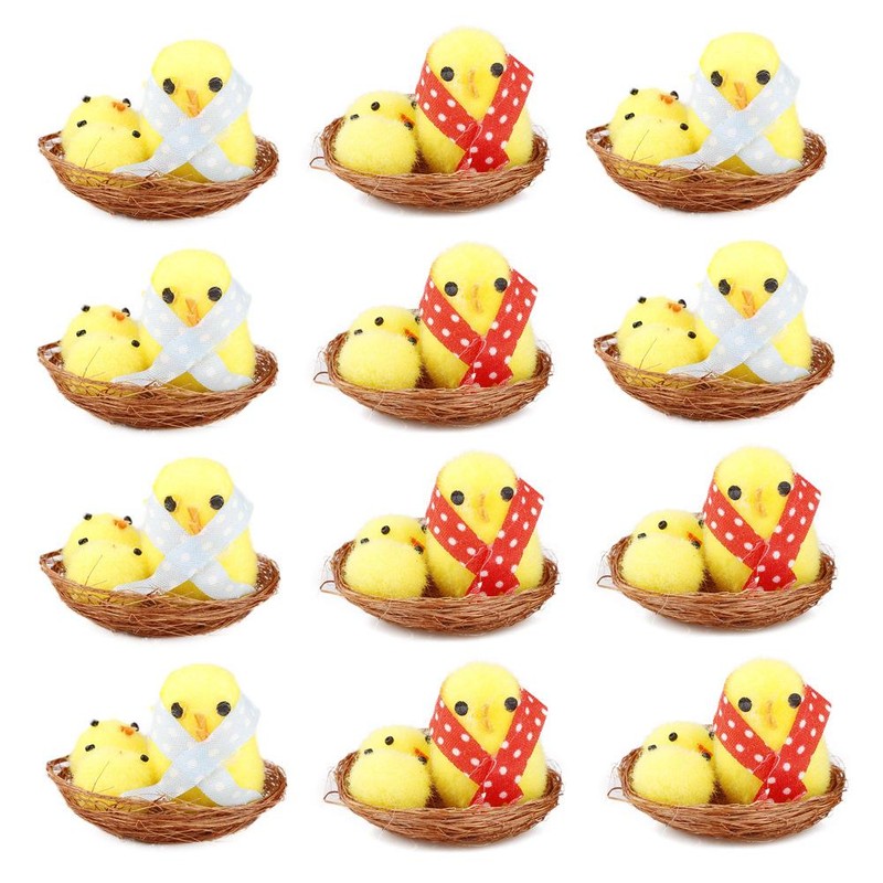 12 Pcs Mini Easter Chicken Yellow Easter Chick Decoration Toy