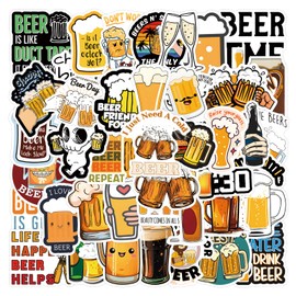 55Pcs Cool Beer Stickers for Man Adults Waterproof Vinyl Cute Cup Stickers for Water Bottles Beer Glass Luggage, Eikecy Cartoon Funny Stickers Gifts for Husband Boy Friend