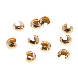 Dreambell 20 pcs 14k Gold Filled Crimp Bead Round Knot Covers 3mm / Findings/Yellow Gold