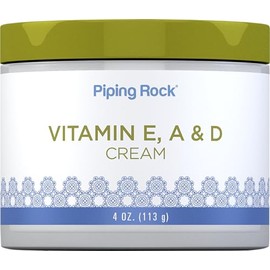Piping Rock Vitamin E, A & D Cream | 4 Ounces | Moisturizing for Face and Body | Non-GMO, Gluten Free formula