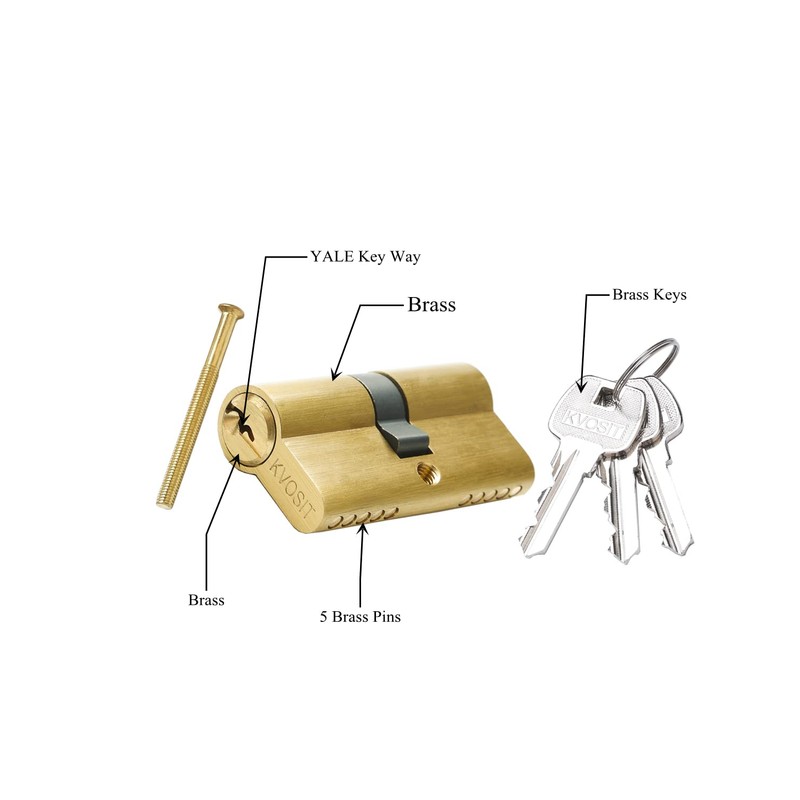 Brass Lock Cylinder with 3 Keys 63mm Double Open Cylinder