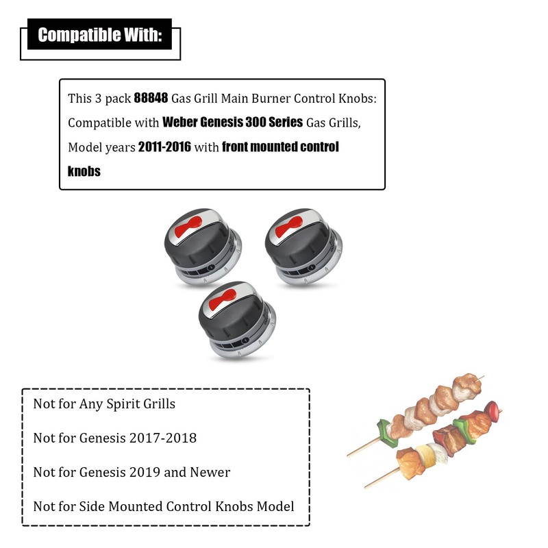 DEEKOOL Upgraded 88848 Gas Grill Burner Knobs, Compatible with Weber