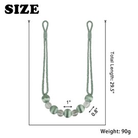 BEL AVENIR Crystal Curtain Tiebacks, Beaded Handmade Curtain with 2 Metal Screw Hooks Decorative Holdbacks Rope(Blue, 2pack)