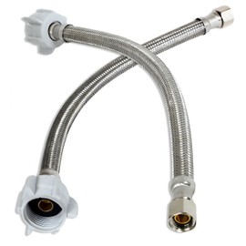 DecoSource Toilet Connector - Braided Stainless Steel Toilet Hose with 3/8 Female Compression Thread x 7/8 Female Ballcock Thread - Toilet Water Supply Line (Pack of 2, 20 Inch Long)