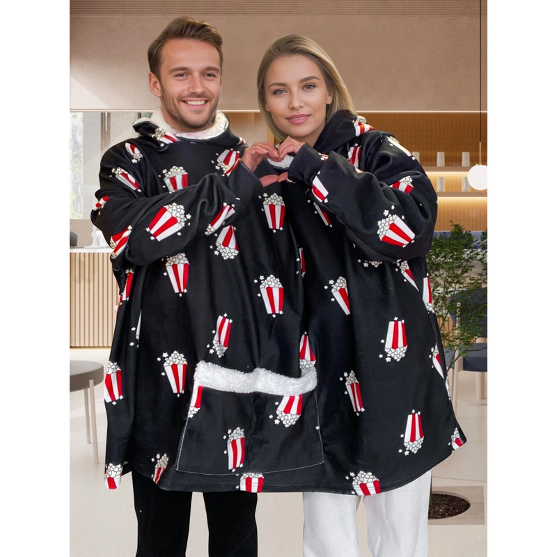 Jongdari Couples Hoodies Pajamas, Oversized Two Person Hoodie Couple Sweaters