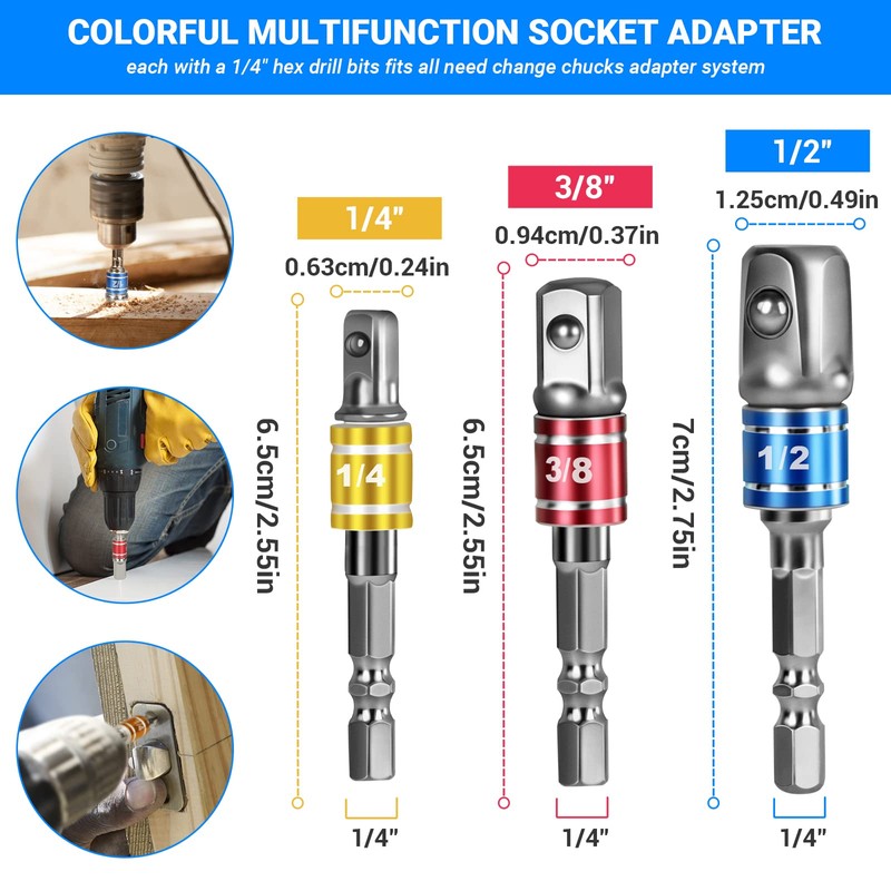 Flexible Drill Bit Extension Set 19pcs, Hex Shank 105°Right Angle