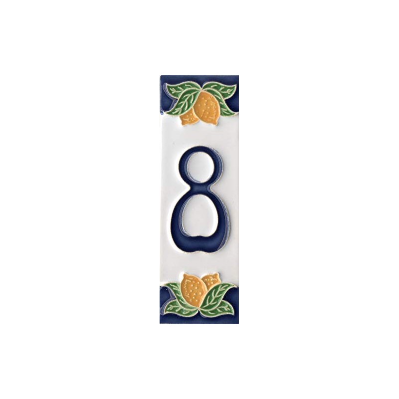 Italian Ceramic Numbers & Letters, Lemon Design - 10cm x