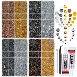 qiipii 8 Color 2-6mm Golden Silver Copper Resin Rhinestones w B7000 Jewelry Glue for Bedazzling Crafting Flatback Stones Gems Diamonds for Nails Face Eyes Makeup Tumblers Bottles DIY Crafts Clothes
