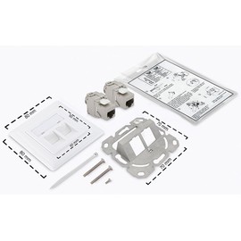 BIGtec 2x Netzwerkdose Keystone 2 Port Dose Unterputz + 4x Keystone Jack Modul RJ45 Buchse LAN werkzeugfrei geschirmt geeignet für Netzwerk Verlegekabel CAT7 CAT6a