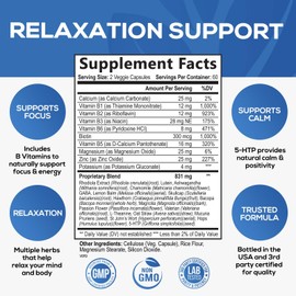 Nature's Nutrition Natural Calm, Unwind & Relax Support with Ashwagandha, GABA, Magnesium, 5-HTP, L-Theanine & B Vitamins, Natural Focus, Energy & Immune Support - Nature's Non-GMO, Vegan, Gluten Free - 120 Capsules