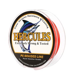 Hercules Super Cast 100M 109 Yards Braided Fishing Line 15 LB Test for Saltwater Freshwater PE Braid Fish Lines Superline 8 Strands - Red, 15LB (6.8KG), 0.16MM