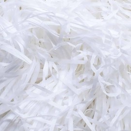 White Shredded Tissue Paper for Gift Boxes Stuffing 100 g Hampers Filling and Packaging Filler, Soft Shreds Raffia Paper Suitable Party Easter Christmas Father's Day