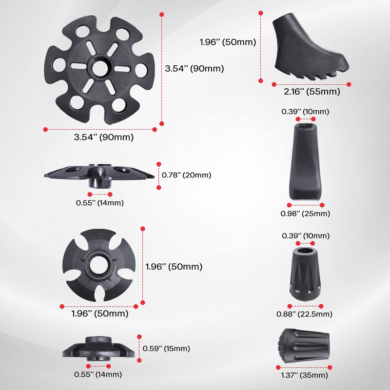 TheFitLife Trekking Poles Accessories Set - Rubber Replacement Pole Tip