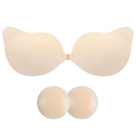 Self Adhesive Nipple Bras Invisible Breast Lift Sticky Bars for Women with Nipple Covers （C Beige