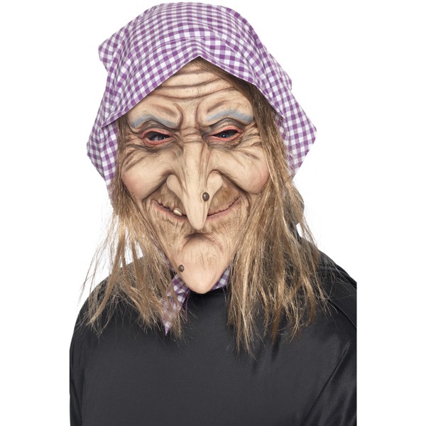 Smiffys Old Witch Mask, Natural Overhead, Latex, Halloween Fancy Dress