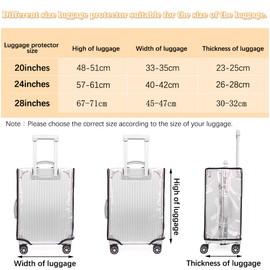 20 Inch Luggage Cover, Clear Suitcase Cover Protector, Waterproof PVC Luggage Cover for Travel (20 inch)