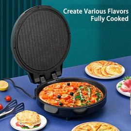 Pizza Maker Electric & Countertop Pizza Oven – 1100W Countertop Pizza Maker with 12” Nonstick Cooking Plates for Home, Make Pizza, Quesadillas, Omelettes and More