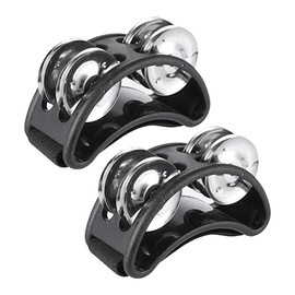 POFET 2pcs Foot Tambourine, Foot Shaker Percussion Pedal Foot Drum With Steel Jingle Bells Musical Instrument Accessories For Concerts, Party Drum
