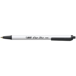 BIC® Clic Stic® Retractable Pens, Medium Point, 1.0 mm, White Barrel, Black Ink, Pack Of 12