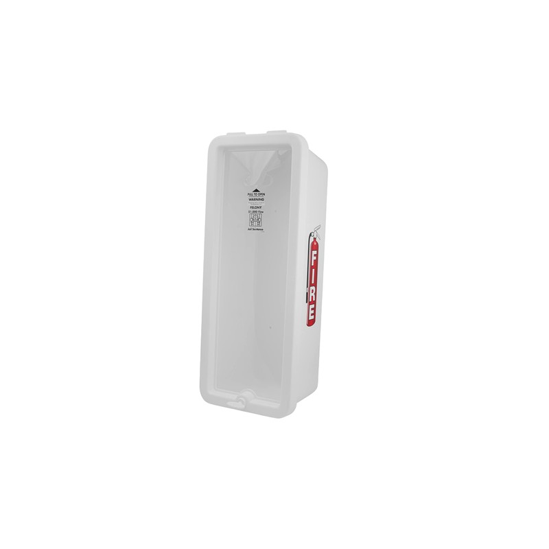 White Surface-Mounted Fire Extinguisher Cabinet with Pull-Panel for 10 lb.