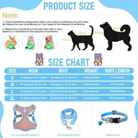 Dog Harness with Lead, Step-in Suede Harness Anti-Pull Reflective Breathable Chest Harness with Collar Traction Rope for Small Dogs Cats Outdoor Training Walking Pet Supplies (Blue, XL)